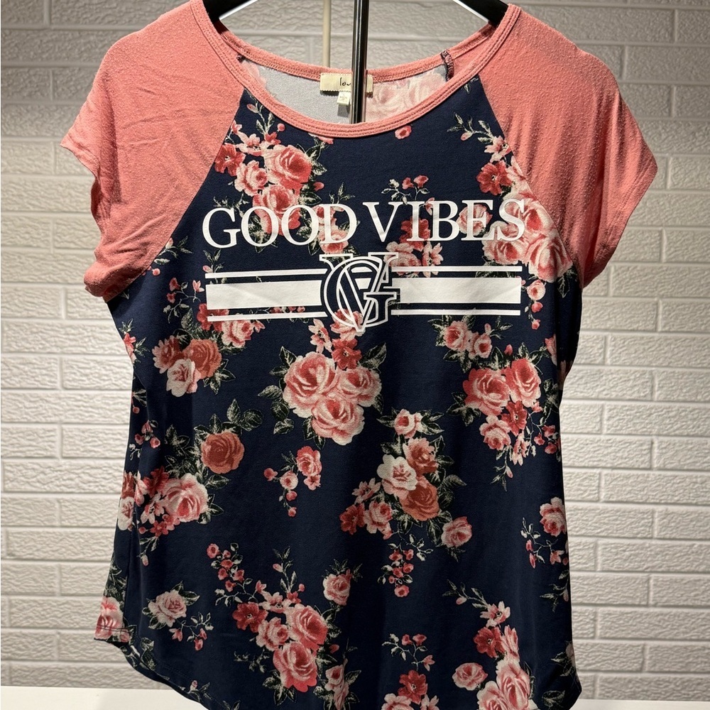 Love J Blue and Orange Graphic Raglan‎ Tee